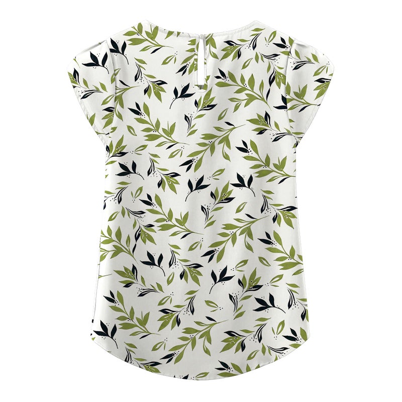 TASAMO Women's Printed Flouncing Flared Short Sleeve Blouse Top Shirts Floral (Small,FP Light Green 01) - Image 2